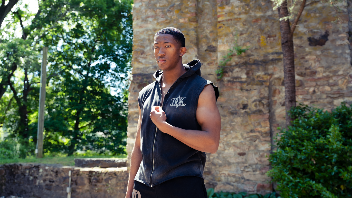 Matrix Skull Sleeveless Zip-Up Hoodie