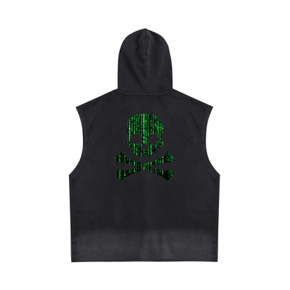 Matrix Skull Sleeveless Zip-Up Hoodie