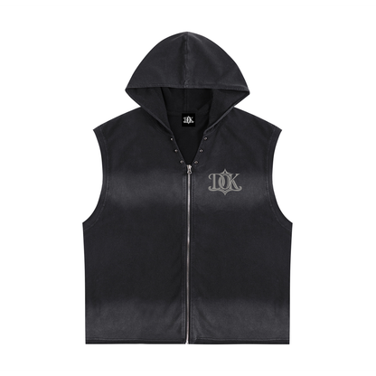 Matrix Skull Sleeveless Zip-Up Hoodie